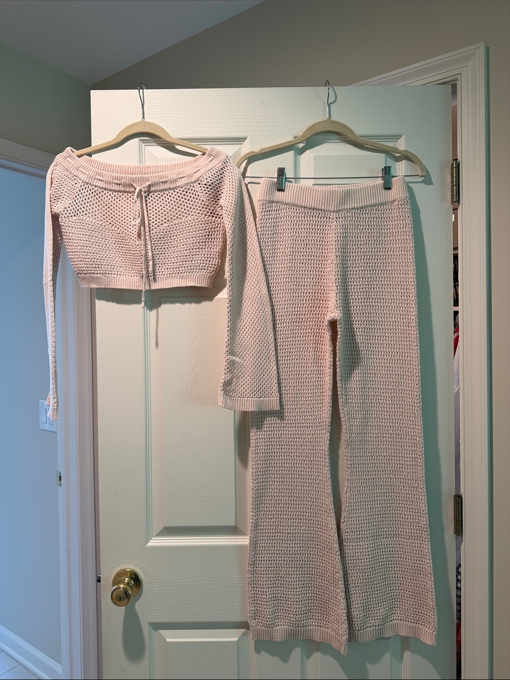 Knit Wide-Leg Lounge Pants & Cropped Top Set